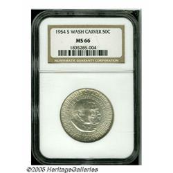 1954-S 50C Washington-Carver MS66 NGC. The lustro