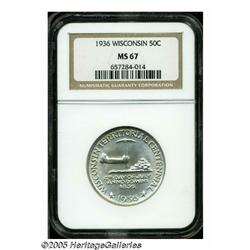 1936 50C Wisconsin MS67 NGC. Fully struck with vi