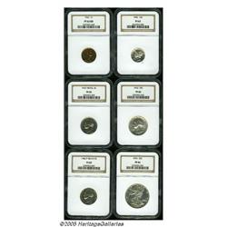 1942 1C Six-Piece Proof Set PR63 to PR66 NGC. The