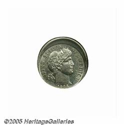 1906 10C Barber Dime--Struck 10% Off Center--MS61