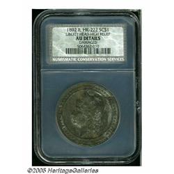 1892 Liberty Head "Dollar" Medal AU Details, Dama