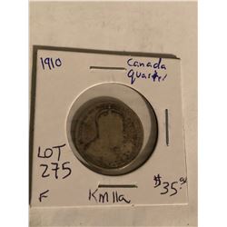 Rare 1910 Canada Silver Quarter