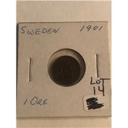 1901 Sweden 1 Ore Coin Nice Early Coin