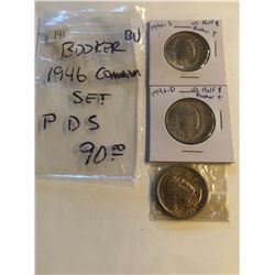 Beautiful 1946 Silver Commemorative BOOKER 3 Coin Set PDS in Brilliant Uncirculated