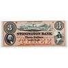 Image 1 : 1850'S $3 STONINGTON BANK CONNECTICUT