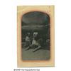 Image 1 : 1/6th Plate Ferrotype in CDV Mount of Two Dogs A 