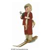 Image 1 : Rare Boy on Skis Victorian Candy Container In nea