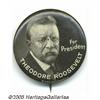 Image 1 : Rare 1916 Theodore Roosevelt Button This distinct