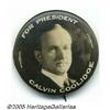 Image 1 : Very Rare 1 1/4" Coolidge for President Button Va
