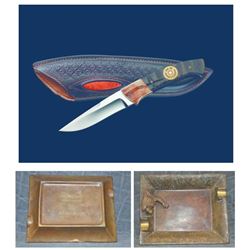 Bronze Ashtray and Knife