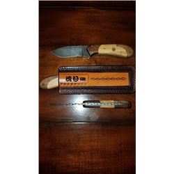 Handcrafted Damascus Blade Sheath Knife with SCI Sheath from Butch Legg