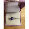 Image 1 : Blue Sapphire and Diamond Ring in White Gold