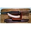 Image 1 : Wall Plaque Bowie Knife made from Craig Barr Damascus mounted on a Hippo Tooth & Bolivian Redwood di