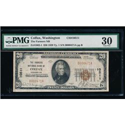 1929 $20 Colfax National Bank Note PMG 30