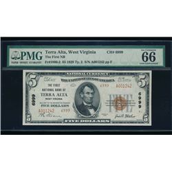 1929 $5 Terra National Bank Note PMG 66