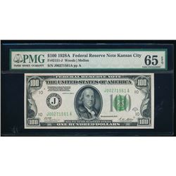 1928A $100 Kansas City Federal Reserve Note PMG 65EPQ