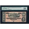 Image 1 : 1864 $10 Confederate States of America Note PMG 58