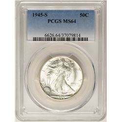 1945-S Walking Liberty Half Dollar Coin PCGS MS64