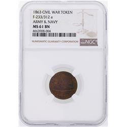 1863 Army & Navy Civil War Token NGC MS61BN