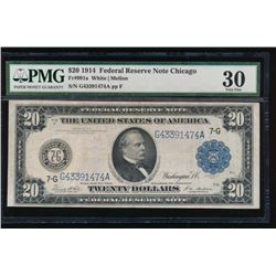 1914 $20 Chicago Federal Reserve Note PMG 30