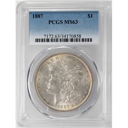 1887 $1 Morgan Silver Dollar Coin PCGS MS63