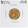 Image 1 : 1908 $2 1/2 Indian Head Quarter Eagle Gold Coin