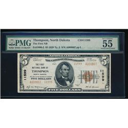 1929 $5 Thompson National Bank Note PMG 55EPQ