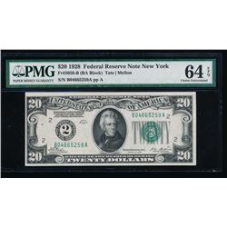 1928 $20 New York Federal Reserve Note PMG 64EPQ