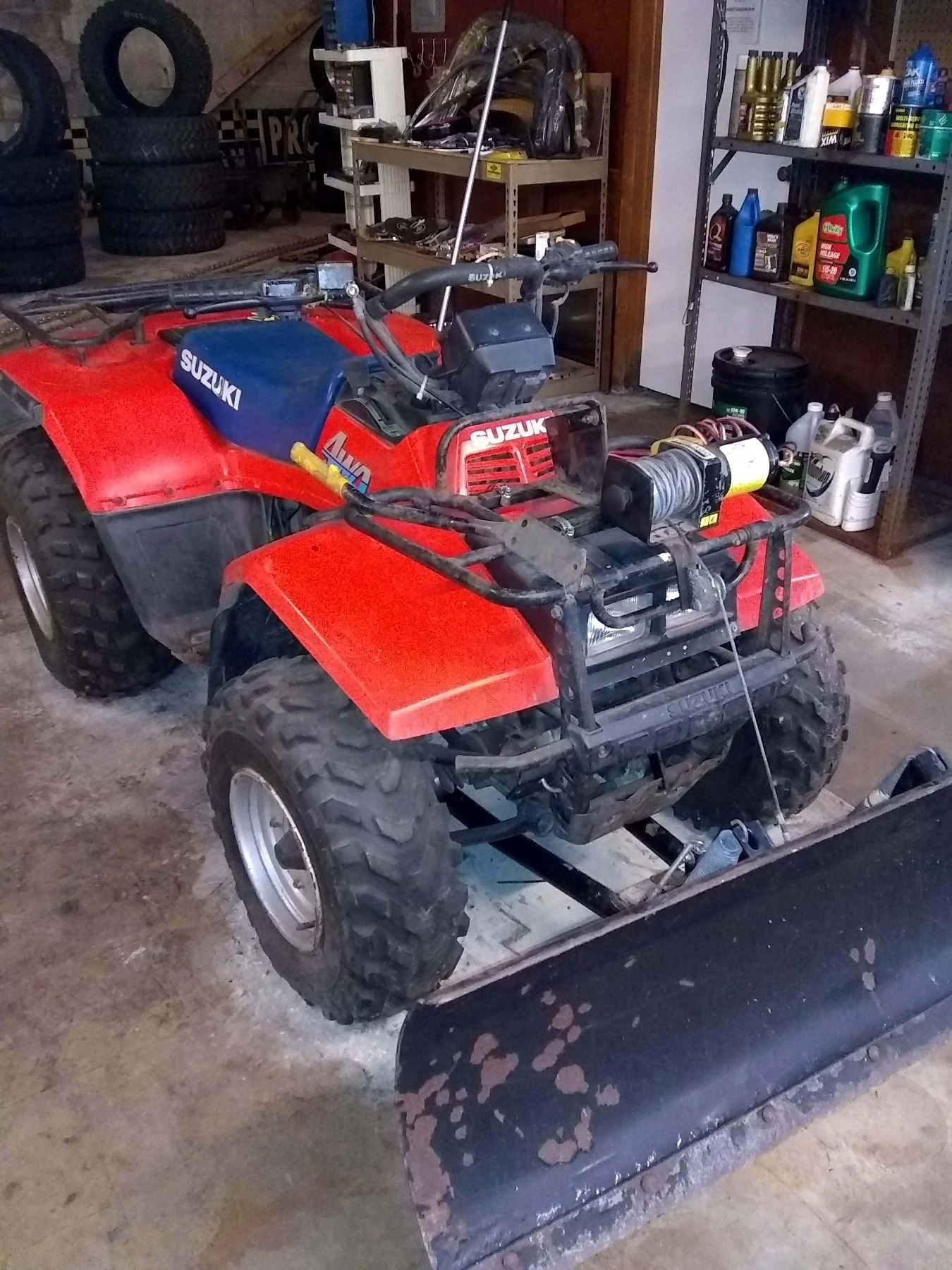 Suzuki 4WD Quadrunner 250 w/ Snow Plow, & Chicago Utility Winch
