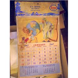Vintage Esso Dealer 1947 Calendar, R.G. Simpkins of Transfer, PA