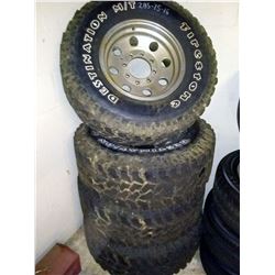 Set of 4 Firestone Destination M/T 285-75-16 Tires on Rims