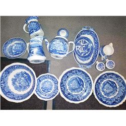 19 PC OF BLUE MASON'S BLUE WARE LOT