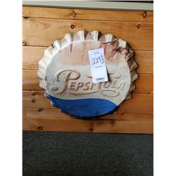 (2) Vintage Pepsi Cola Bottle Cap Embossed Metal Signs, 29"