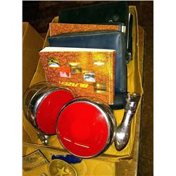Assorted Owners Manuals and Pair of Vintage Decorative Lights