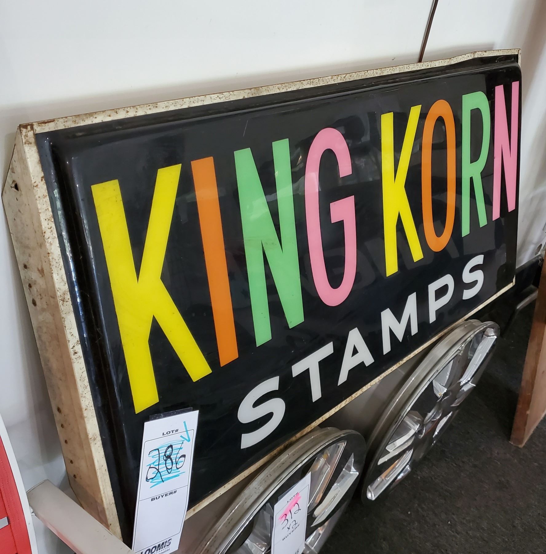 Vintage Lighted Box Sign "King Korn Stamps"