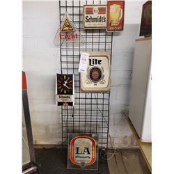 Lot of Vintage Lighted Beer Signs and Mirrored Sign