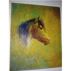 Original Hildred Goodwine Horse Painting, Oil on Canvas, Signed by Artist