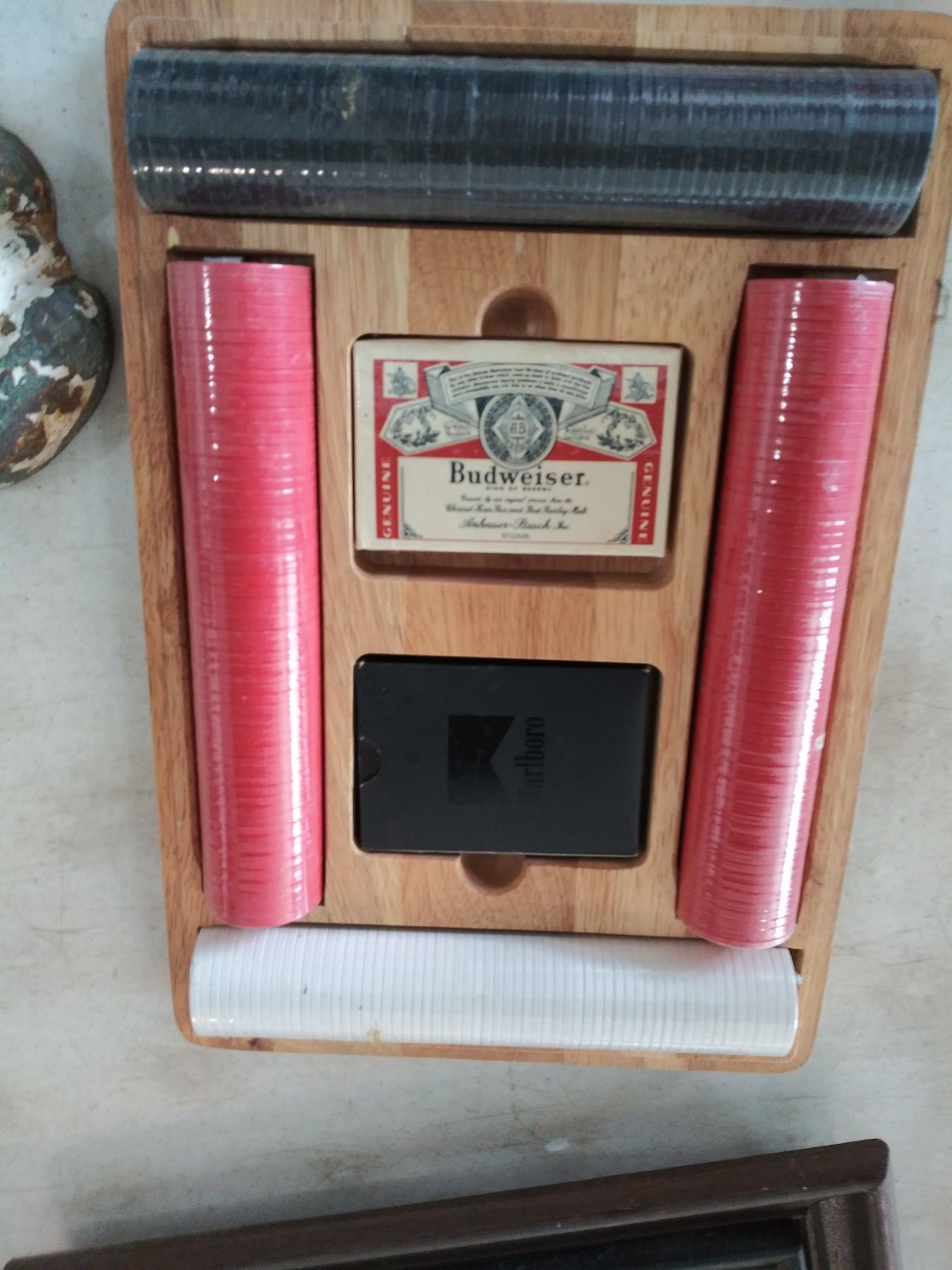 Vintage Budweiser/Marlboro Poker Set in Wooden Case