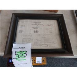 Framed Commonwealth of PA Certificate of Boiler or Pressure Vessel Operation
