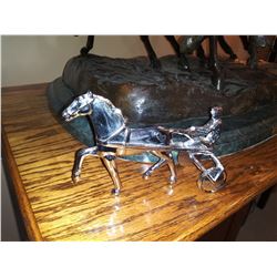 VINTAGE CHROME HARNESS HORSE AND SULKY  / DRIVER HEAVY