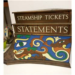 RARE LATE 1800s Solid Brass & Leaded Steamship Ticket Sign From A Ship