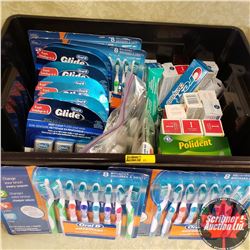 Tote Lot: Variety Dental Care/Hygiene Toothbrushes, Floss, Toothpaste, Polident, Toothpicks, etc