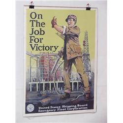  American WWI Poster, "On the Job for Victory (Un