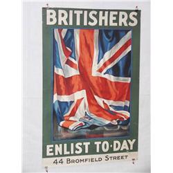  American WWI Poster, "Britishers Enlist To-Day",