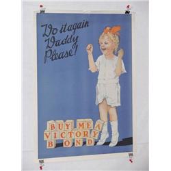  Canadian WWI Poster, "Do It Again Daddy Please! 