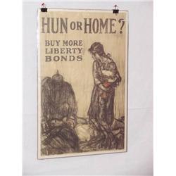  American WWI Poster, "Hun or Home? – Buy More Li