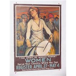  American WWI Poster, "The Spirit of Woman – Powe