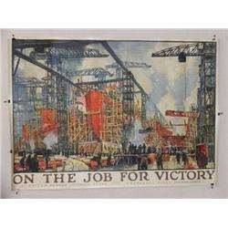  American WWI Poster, "On the Job for Victory (Un