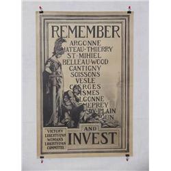  American WWI Poster, "Remember And Invest – Vict