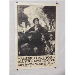  American WWI Poster, "America Gave You All You H